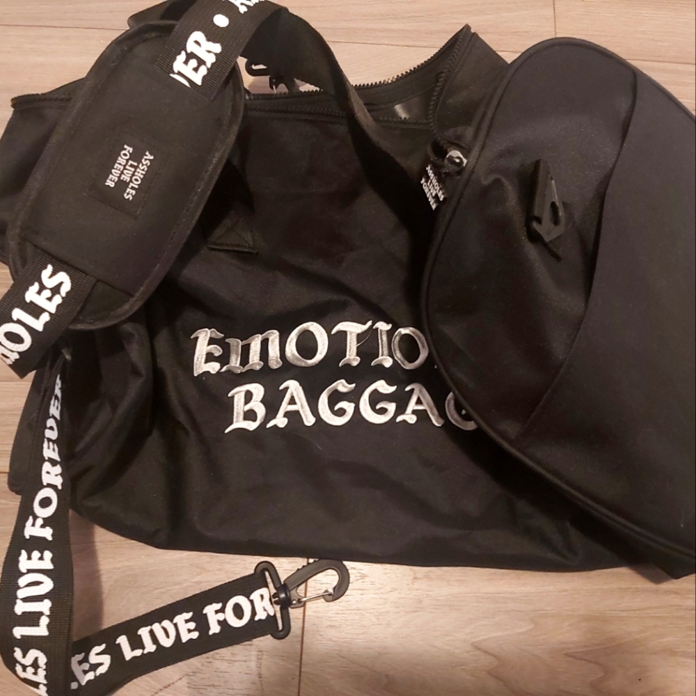 ALF Emotional Baggage Black Embroidered  Duffel Bag